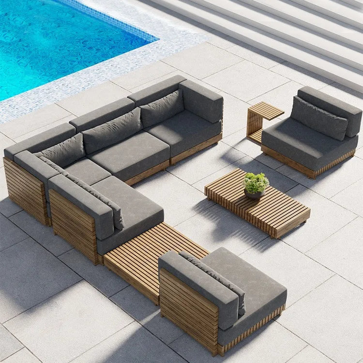 Nordic, outdoor, sofa, hotel, coffee table, outdoor, open-air, villa, solid wood, sofa, combination, courtyard, furniture