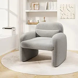 Modern Sherpa Accent Armchair with Waist Pillow for Living Room