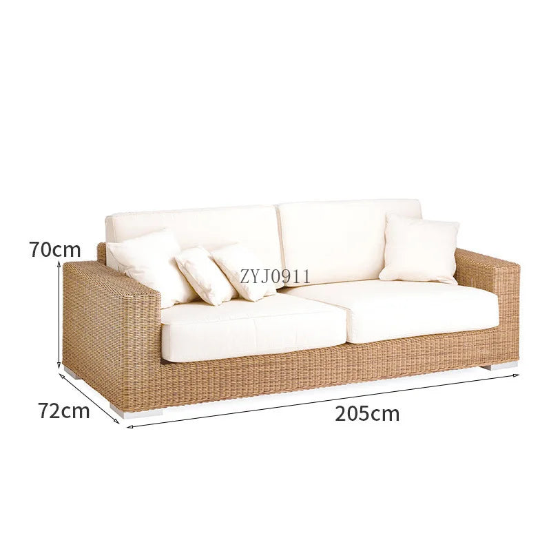 Outdoor rattan courtyard waterproof and sunscreen garden leisure sofa combination balcony double sofa