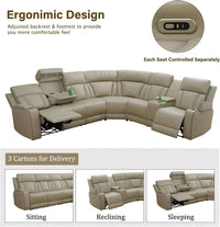 Power Reclining Sectional Sofa USB Chargers and Storage Console, Leather Recliner Sofa for Living Room Furniture Set