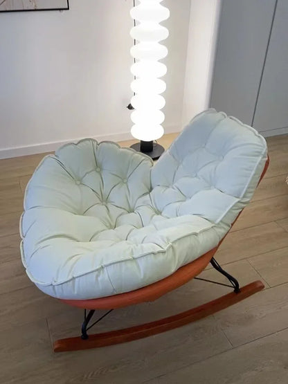 Nordic Style Rocking Chair for Living Room Cat scratch SKin Leather Light Luxury Lounge Chair for Adult Lazy Sofa Balcony Chair