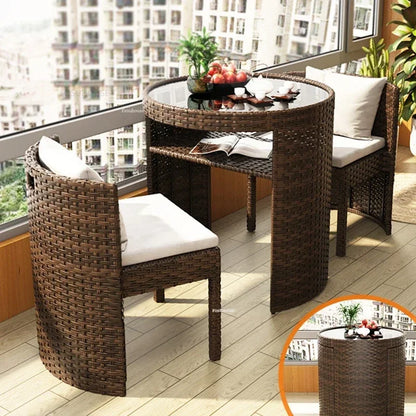 Nordic Outdoor Furniture Rattan Garden Furniture Sets Minimalist Dining Table Chair Set Courtyard Balcony Table and Chair Set XX