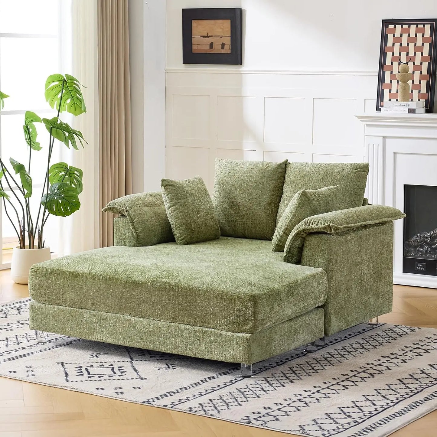 Lounge Chair, 56" Oversized Reading Chair Corduroy Chaise Sofa Recliner Bed Upholstered Comfy Sleeper Couch with, Customized