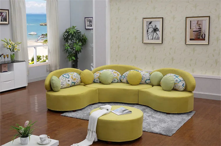 Curved fabric sofa Nordic light luxury personalized creative sofa Modern simple special-shaped living room combination round