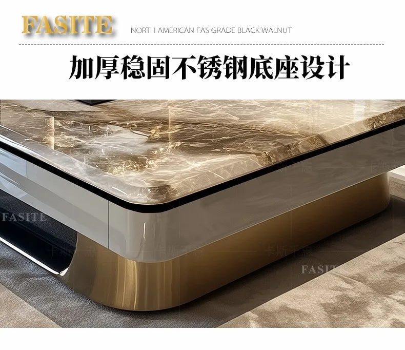 LightLuxury Coffee Table Living Room Home High-end Rectangular Luxury Stone Tea Table New High-end Villa Large Flat Coffee Table