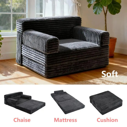 Sofa Bed,Convertible Sofa Bed with Armrest Foldable Sleeper Chair, Portable Folding 4in1 Floor Sofa with Convertible Lounge Chai