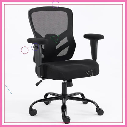Ergonomic Office Chair with Adjustable Lumbar Support, Breathable Mesh, and Armrests for Home Office Use in Black