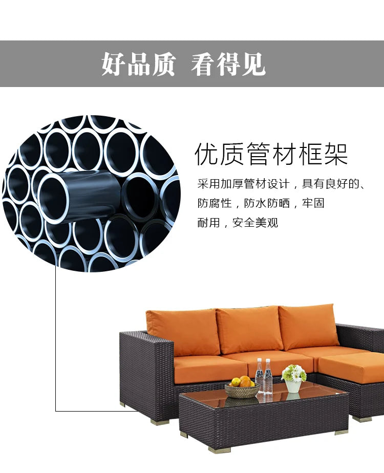 Terrace Modern Garden Sofas Outdoor Combination Courtyard Nordic Garden Sofas Waterproof Pe Rattan Furniture Sofá Jardín MHHYSF