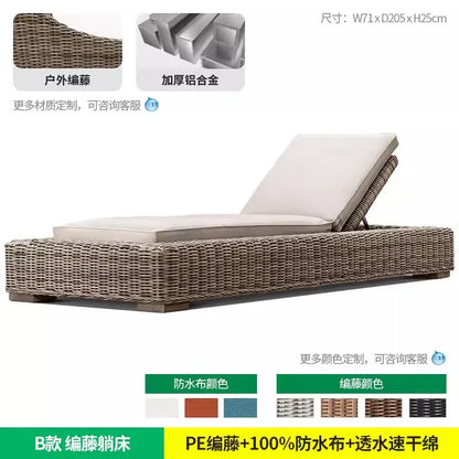 YFY Outdoor Recliner Villa Courtyard Waterproof Sunproof Hotel Resort Pool Outdoor Terrace Anti-corrosion Wood Reclining Bed