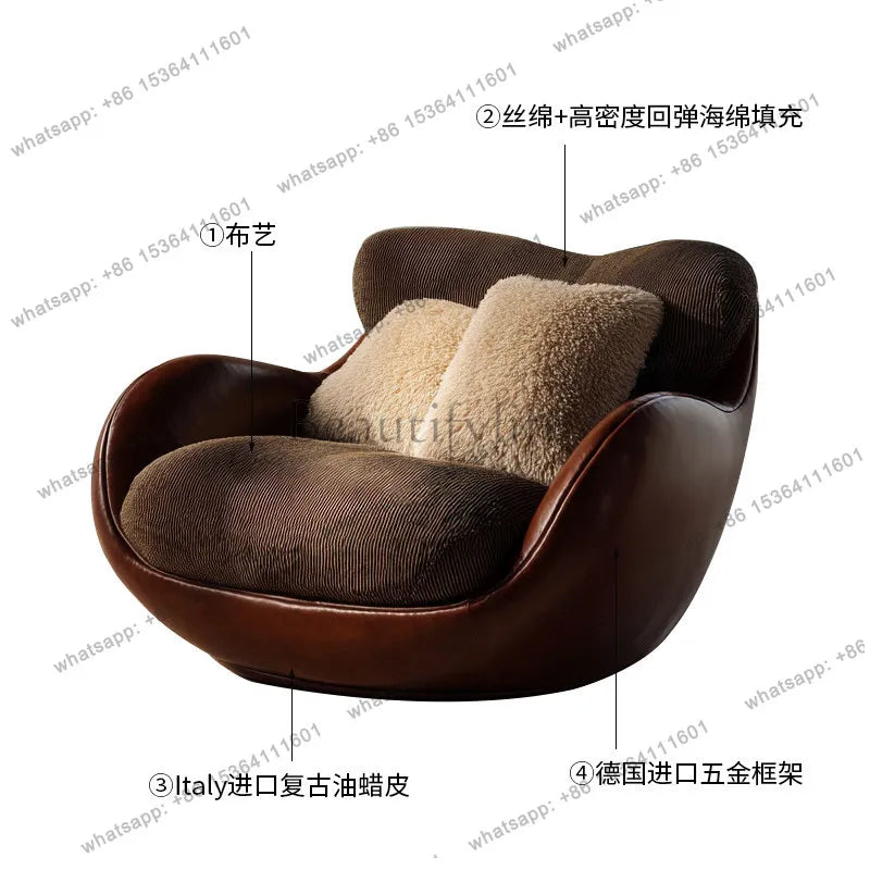 Italian light luxury single sofa leisure chair Nordic modern home living room lazy sofa chair