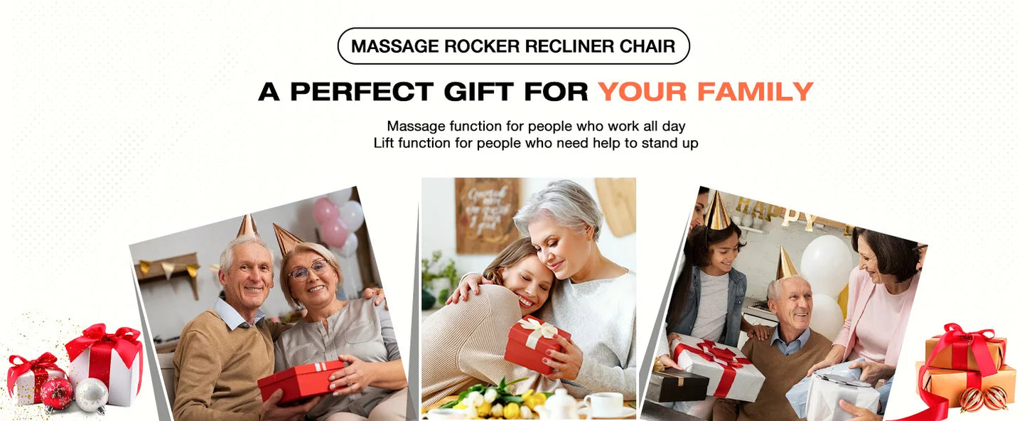 MAHOMICO Recliner Chair Oversized Swivel Rocker with Vibration Massage & Lumbar Heating, 360° Swivel, USB Charging Port