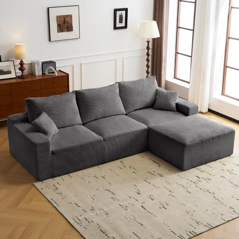Modular Sectional Sofa, Cloud-Style L-Shape Couch with Chaise, Deep Seat Upholstered Sleeper Sofa Bed for Living Room and