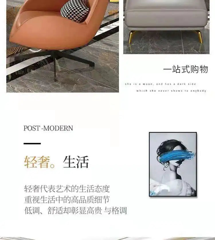 Italian light luxury sofa living room leather sofa first layer cowhide buckle design luxury combination sofa size apartment