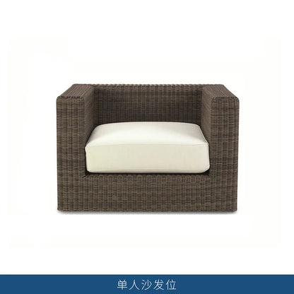 Nordic courtyard rattan furniture outdoor waterproof sunscreen sofa coffee table pedal double recliner resort bed and breakfast