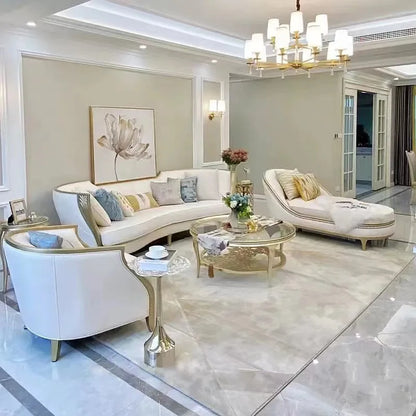American light luxury solid wood sofa living room combination French fabric sofa simple European small apartment Internet celebr