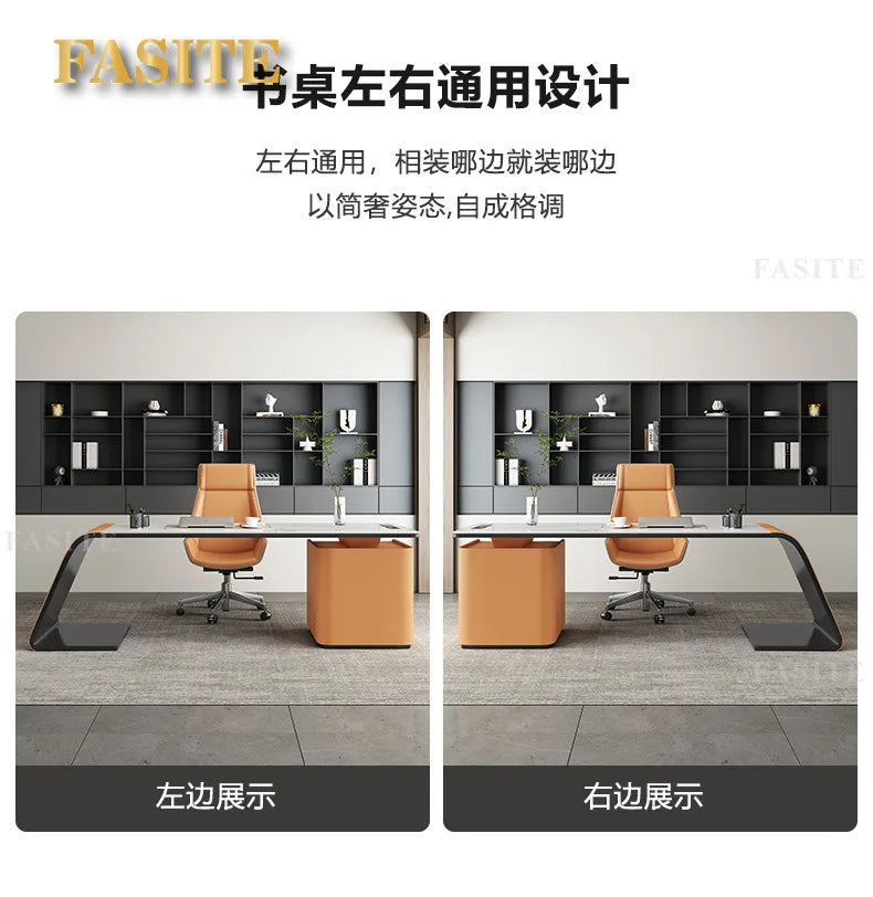 High end light luxury stone table, high-end office desk and chair combination, home L-shaped computer, high-end medical beauty