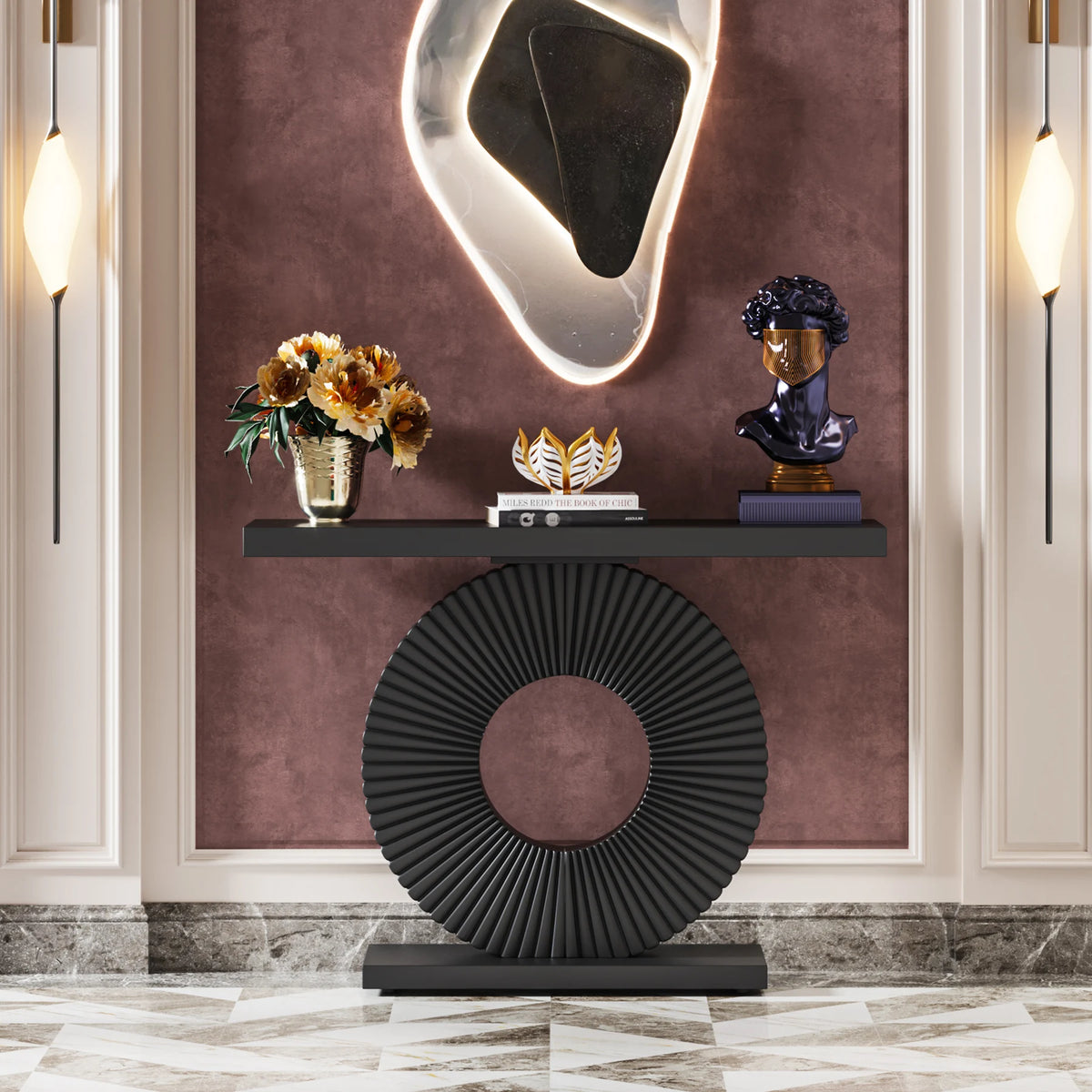 Tribesigns Modern Console Table with Geometric Base, 40 inch Wood Entryway Table Sofa Table Narrow Long Table