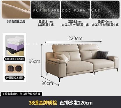 Modern minimalist top-layer cowhide inline sofa small apartment Italian minimalist living room concubine