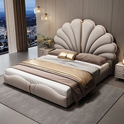 Nordic Aesthetic Double Bed European Queen Twin King Headboard Frame Luxury Cama Casal Furniture  Bed bases and bed frames home