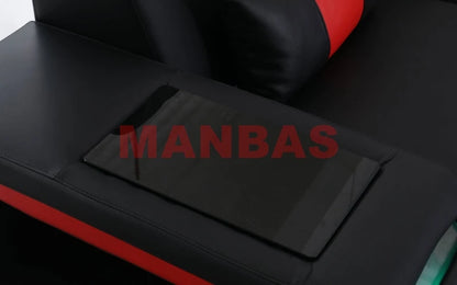 MANBAS Italian Genuine Leather Sectional Sofa with LED Lights | Futuristic Furniture U Shape Couch Living Room Big Sofas Set