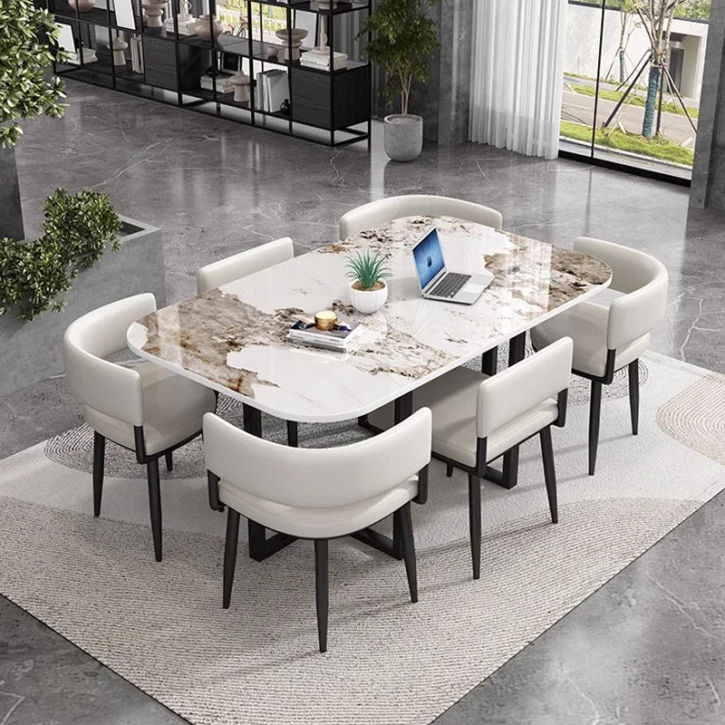Minimalist   Marble Top Dinning Table 6 Seater Modern Restaurant Home Dining Room And Chairs Sets