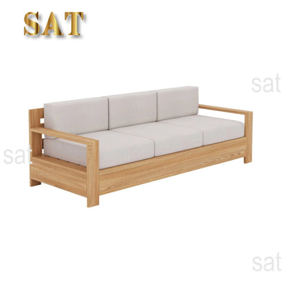 for High End Teak Wood Patio Hotel Furniture Backyard Outdoor Teak Garden Sofa Set With Cushions Modern Teak Wood Furniture