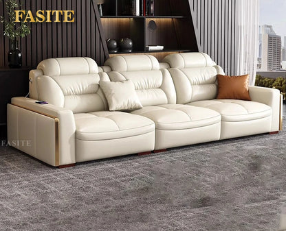 Premium  Italian Genuine Leather Sectional Sofa Sets Couch Sofas with USB and Bluetooth Speaker
