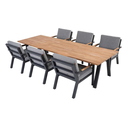 -Hotel Aluminium Dining Set Outdoor Rope Chairs Furniture Patio Metal Table And Chairs Garden Luxury Teak Wood Dining Table