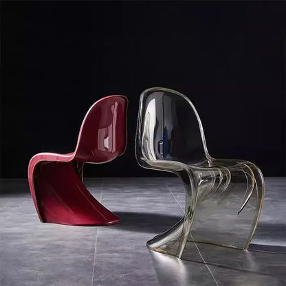 Elegant Clear Plastic Chair with Acrylic Backrest for Living Room Dining Stylish S Shaped Transparent Plastic Dining Stool