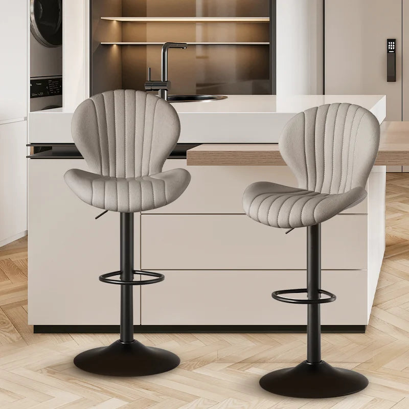 2pcs Bar Chair, 360° Rotating, Adjustable Height, Artificial Leather Upholstered With Backrest, Suitable For Dining Room