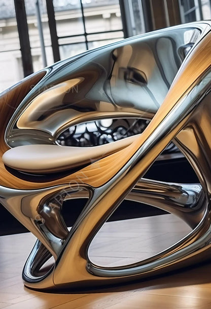 Luxury Innovative Metal  Armchair Bright Hollow Electroplating Leisure Chair  for Living Room Futuristic Sculptural Chair