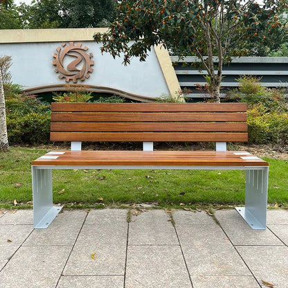 Banc de centre commercial de qualité commerciale, siège public personnalisé élégant, banc extérieur en acier galvanisé de qualité supérieure avec dossier