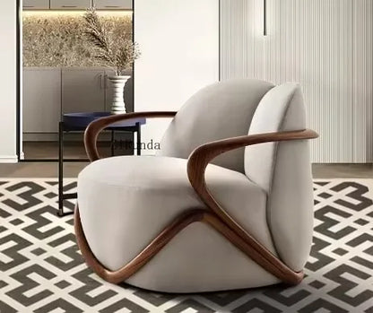 Modern living room furniture, high quality solid walnut lounge chair, high elastic sponge armchair
