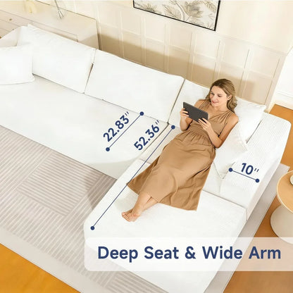 2025 New 108-inch Cloud Sofa Set, Modular Sofa with L-shaped Chaise Longue, Deep Seat Modular Sofa Set