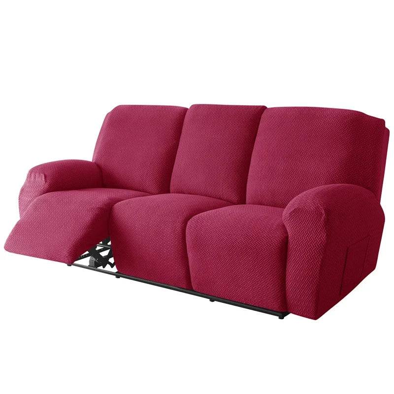 1/2/3 Seater Recliner Sofa Cover Jacquard Solid Color Stretch Couch Coushion Solid Color Sofa Slipcover for Living Room Home
