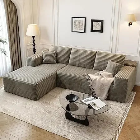 107.5" Cloud Modular Sectional Sofa Couch with L-Shape Chaise,Modern Minimalist Upholstered Couches for Living Room Bedroom.