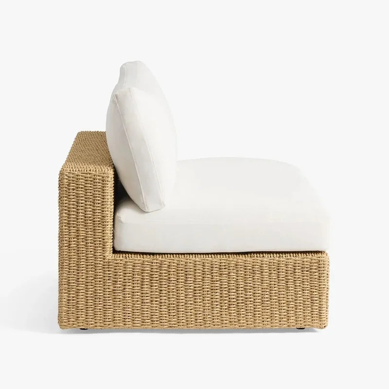 All-Weather Wicker Outdoor Sectional Lounge Rattan Comfort Armless Chair