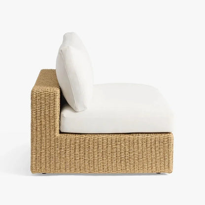 All-Weather Wicker Outdoor Sectional Lounge Rattan Comfort Armless Chair