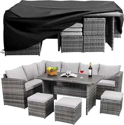 Patio Furniture Set, 7 Pieces Outdoor Patio Furniture with Dining , All Weather Wicker Conversation Set with Ottoman,