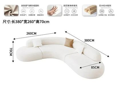 L-shaped corner curved special-shaped sofa small apartment beauty salon hotel office lobby lounge area reception