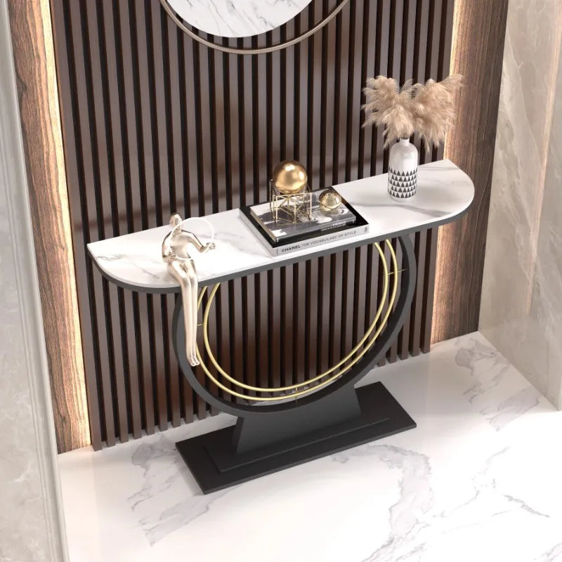 Light luxury entrance table, modern simple narrow case against the wall, aisle corridor decoration, golden end view table, entra
