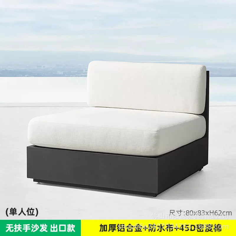 Outdoor high-end sofa villa garden courtyard hotel swimming pool leisure outdoor waterproof and sunscreen aluminum  combination