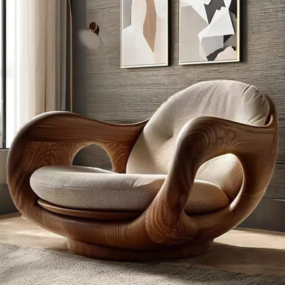 Luxury One-Seat Solid Wood Cabin Log Chair Creative Design Leisure Lounge Sofa for Home and Villa First-Class Comfort