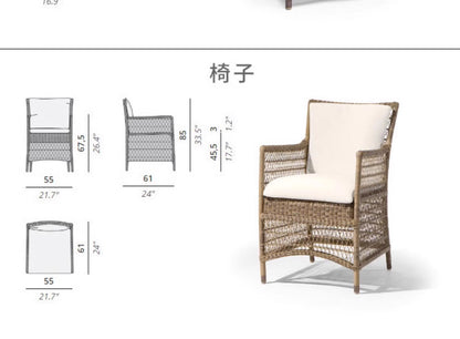Outdoor rattan sofa outdoor courtyard garden terrace leisure sofa chair combination