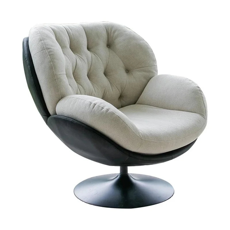 Ergonomic Reclining Chair for Living Room, Grey Nordic Style, Back Support, Rotating Footrest, Luxury Decoration