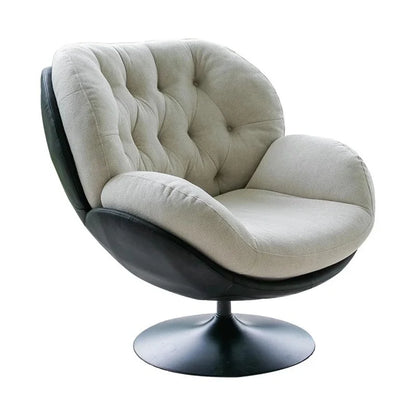 Ergonomic Reclining Chair for Living Room, Grey Nordic Style, Back Support, Rotating Footrest, Luxury Decoration