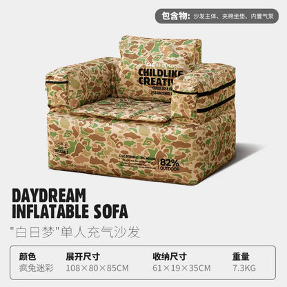 Double and Single Inflatable Sofa with Built-in Air Pump, Comfortable and Portable for Camping and Leisure Home Use