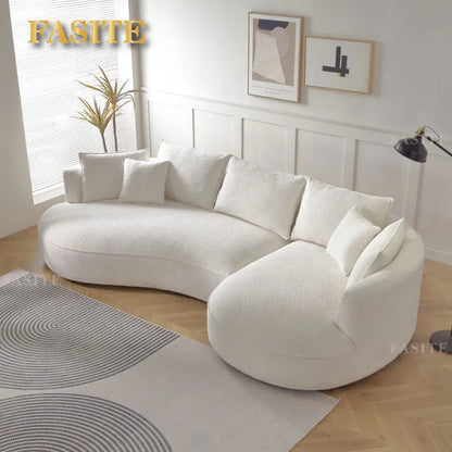 Fashion Beige Curved Sofa with Ingenious Shape Easy to assemble Soft and comfortable for indoor living room furniture