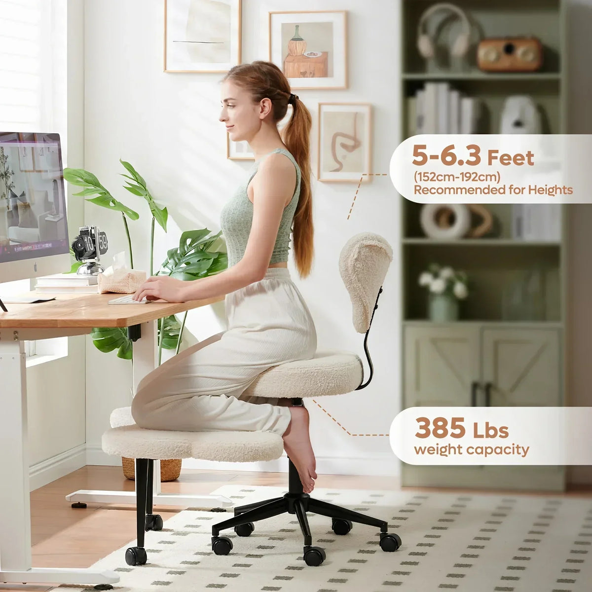 Cross Leg Chair - Meditation Chair with Wheels, ADHD Chair, Height Adjustable Seat, Adjustable Footstool