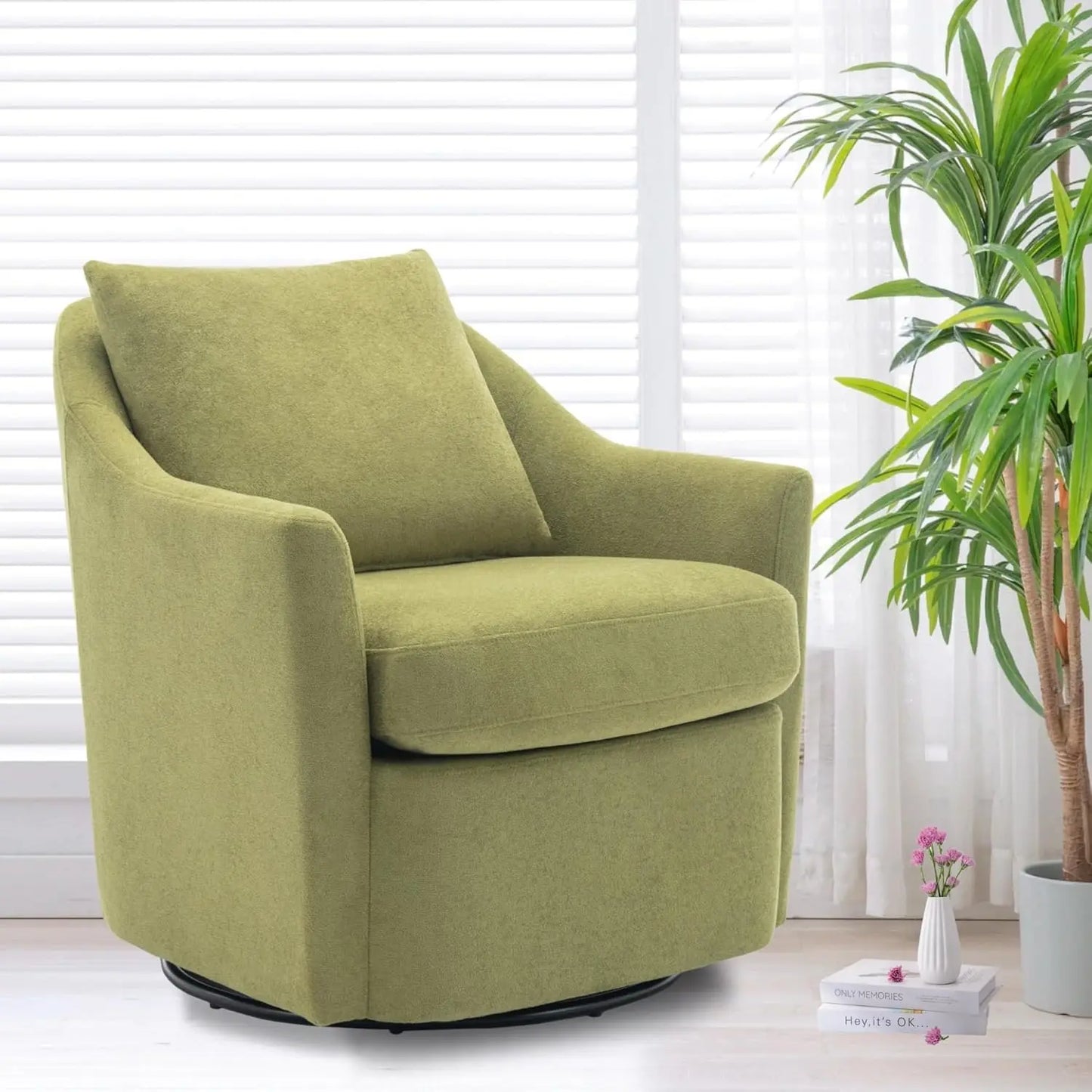 Swivel Accent Chair, Living Room Chair Upholstered 360° Swivel Chair Modern Reading Armchair for Bedroom/Office/Nursery,